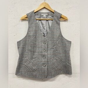 Vintage Pendleton Wool Button Down Vest, Size XL, Gray and Orange Accents